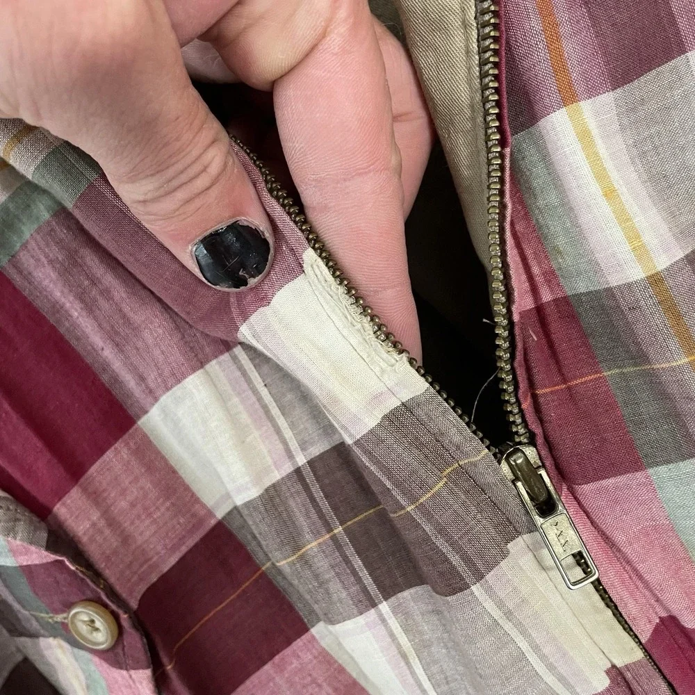 Vintage Polo Ralph Lauren Jacket Mens Large Red Plaid Madras Full Zip Bomber